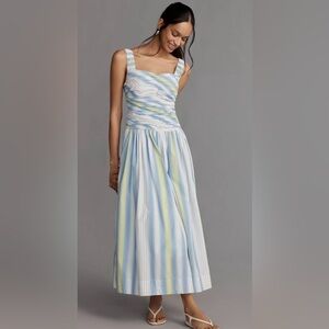 NWT, Anthropologie Square-Neck Drop-Waist Maxi Dress size Large